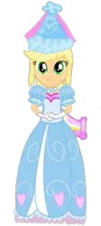 Size: 357x794 | Tagged: safe, artist:darlycatmake, derpibooru import, applejack, equestria girls, clothes, dress, dressup, froufrou glittery lacy outfit, gloves, hat, hennin, image, jewelry, long gloves, necklace, png, princess, princess applejack