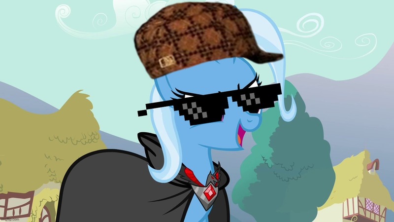 Size: 1280x720 | Tagged: safe, derpibooru import, edit, edited screencap, screencap, trixie, pony, unicorn, magic duel, alicorn amulet, female, glasses, hat, image, jpeg, mare