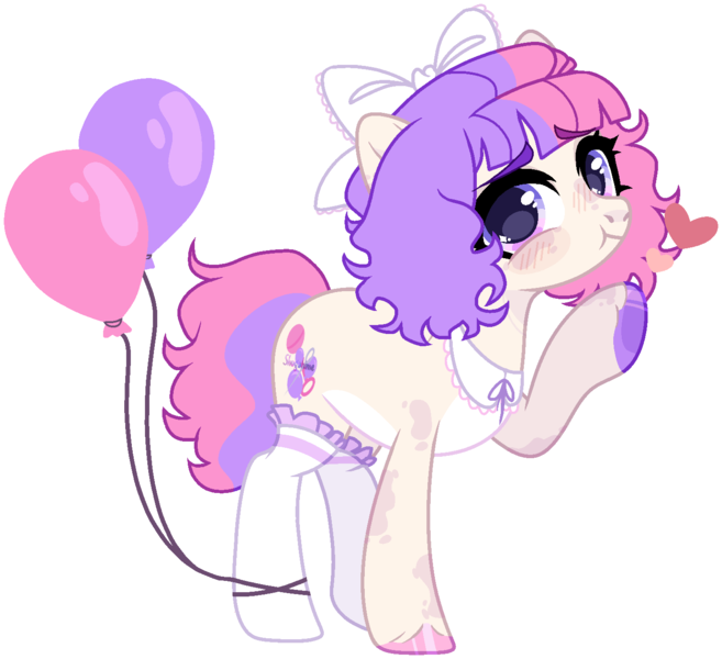 Size: 1469x1342 | Tagged: safe, artist:rickysocks, derpibooru import, oc, earth pony, pony, balloon, bow, clothes, female, hair bow, image, mare, png, simple background, socks, solo, transparent background