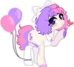 Size: 1469x1342 | Tagged: safe, artist:rickysocks, derpibooru import, oc, earth pony, pony, balloon, bow, clothes, female, hair bow, image, mare, png, simple background, socks, solo, transparent background