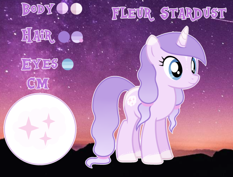 Size: 2396x1820 | Tagged: safe, artist:cindystarlight, derpibooru import, oc, oc:fleur stardust, pony, unicorn, female, image, mare, png, reference sheet, solo