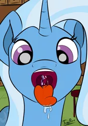 Size: 4367x6223 | Tagged: suggestive, artist:teropone, derpibooru import, starlight glimmer, trixie, pony, unicorn, commission, drool, female, fetish, image, macro, macro/micro, mare, maw, mawshot, micro, open mouth, png, soft vore, tongue out, uvula, vore, willing pred, willing prey, willing vore