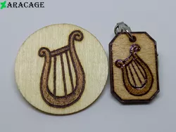 Size: 4000x3000 | Tagged: safe, derpibooru import, lyra heartstrings, badge, cutie mark, image, irl, jpeg, keychain, no pony, photo, pyrography, traditional art