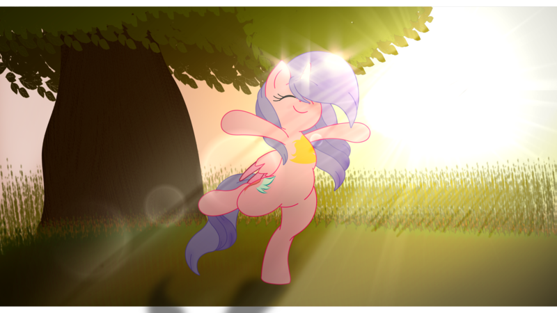 Size: 4096x2304 | Tagged: safe, artist:fededash, derpibooru import, oc, oc:hearty love, unofficial characters only, alicorn, alicorn oc, effects, happy, horn, image, png, smiling, sun, tree, wings