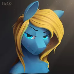 Size: 3000x3000 | Tagged: safe, artist:uliovka, derpibooru import, oc, oc:solaris spark, unofficial characters only, bat pony, bat pony oc, bat wings, black background, bust, high res, image, looking at you, png, signature, simple background, smiling, smiling at you, solo, wings