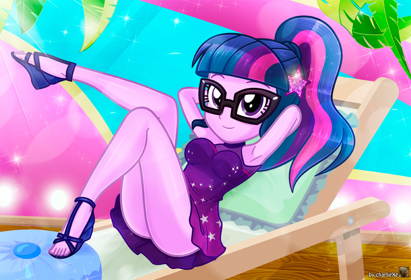 Size: 1193x812 | Tagged: suggestive, artist:charliexe, derpibooru import, sci-twi, twilight sparkle, human, equestria girls, i'm on a yacht, spoiler:eqg series (season 2), adorasexy, age difference, alternate hairstyle, arm behind head, armpit odor, armpits, ass, beautiful, beautiful eyes, beautiful hair, beautisexy, body odor, breasts, busty sci-twi, busty twilight sparkle, butt, clothes, cruise concert outfit, cute, cute face, cutie mark accessory, cutie mark hair accessory, cutie mark hairpin, dress, enjoying, feet, female, glasses, hair, hair accessory, hairpin, hairstyle, hand in hair, high heels, human coloration, humanized, hygiene, image, inviting, jpeg, legs, legs in air, legs together, looking at you, lounge chair, lying down, multicolored hair, open-toed shoes, pillow, ponytail, pose, purple eyes, purple skin, reasonably shaped breasts, reasonably sized breasts, relaxing, remake, sandals, sci-twibutt, seductive, seductive look, seductive pose, sexy, shoes, skirt, smiling, smiling at you, solo, solo female, stupid sexy sci-twi, stupid sexy twilight, teenage girls, teenage sci-twi, teenage twilight sparkle, teenager, thin, twibutt, upskirt, yacht