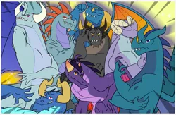 Size: 1714x1120 | Tagged: safe, artist:queencold, derpibooru import, dragon, dragons dragons dragons, ember's brothers, image, jojo pose, jojo reference, png, pose