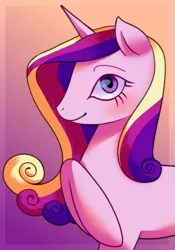 Size: 1044x1488 | Tagged: safe, artist:relighted, derpibooru import, princess cadance, alicorn, pony, canterlot wedding 10th anniversary, female, gradient, gradient background, image, mare, png, raised hoof, simple background