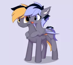 Size: 1917x1710 | Tagged: safe, artist:hotimoonwoods, derpibooru import, oc, oc:hoti moonwoods, oc:lily moonlight, unofficial characters only, pony, brother and sister, female, gotcha, happy, hooves, hug, hugging a pony, image, male, mare, png, riding a pony, siblings, stallion, teenager