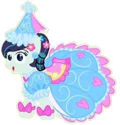Size: 706x740 | Tagged: safe, artist:darlycatmake, derpibooru import, coloratura, earth pony, pony, bow, clothes, dress, flower, flower in hair, froufrou glittery lacy outfit, happy, hat, hennin, image, looking at you, png, princess, rara, smiling, smiling at you