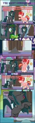 Size: 1755x6107 | Tagged: safe, artist:shootingstarsentry, derpibooru import, oc, oc:nightshade (digimonlover101), oc:star curve, unofficial characters only, changepony, hybrid, pony, unicorn, comic:the next generation, book, duo, duo female, female, high res, horn, image, interspecies offspring, magic, offspring, parent:king sombra, parent:queen chrysalis, parent:starlight glimmer, parent:sunburst, parents:chrysombra, parents:starburst, png, unicorn oc