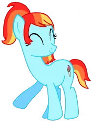 Size: 413x549 | Tagged: safe, artist:pagiepoppie12345, derpibooru import, oc, oc:artie brush, unofficial characters only, pony, unicorn, eyes closed, female, image, mare, multicolored hair, paint, paintbrush, png, ponytail, rainbow hair, simple background, smiling, transparent background