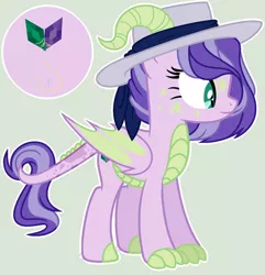 Size: 1024x1063 | Tagged: safe, artist:starvelvetyt, derpibooru import, oc, oc:flourite, unofficial characters only, dracony, hybrid, base used, female, hat, image, interspecies offspring, jpeg, offspring, outline, parent:rarity, parent:spike, parents:sparity, white outline