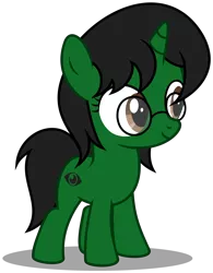 Size: 2550x3275 | Tagged: safe, artist:strategypony, derpibooru import, oc, oc:ambitious gossip, unofficial characters only, pony, unicorn, accessory, black mane, female, filly, foal, glasses, green coat, horn, image, meganekko, png, simple background, transparent background