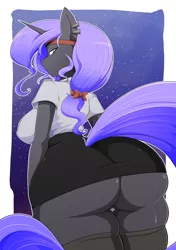 Size: 3024x4299 | Tagged: suggestive, artist:vale-city, derpibooru import, oc, unofficial characters only, anthro, pony, unicorn, border, breasts, butt, female, high res, horn, image, looking back, mare, png, solo, solo female, unicorn oc