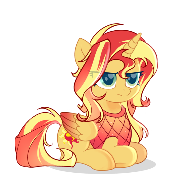 Size: 2500x2500 | Tagged: safe, artist:rachelclaradrawz, derpibooru import, sunset shimmer, alicorn, pony, alicornified, base used, image, lying, lying down, png, ponyloaf, prone, race swap, shimmercorn, simple background, solo, transparent background