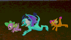 Size: 1920x1080 | Tagged: safe, artist:ponygamer2020, artist:ponygamersfm, princess ember, smolder, spike, dragon, 3d, animated, brick wall, cartoon physics, clock, clock cleaners, clock tower, comedy, cute, disney, dragon trio, dragoness, emberbetes, expression, eyebrows, eyeshadow, falling, feet, female, flying, funny, funny face, gears, gif, head shake, holding, horn, image, looking at you, makeup, male, parody, paws, sad, scene interpretation, scene parody, shaking, smolderbetes, soles, source filmmaker, spikabetes, spread wings, stuck, stuck together, surprised, toes, together, trio, uncomfortable, winged spike, wings