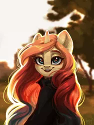 Size: 1792x2384 | Tagged: safe, artist:amishy, derpibooru import, oc, oc:sheron, unofficial characters only, anthro, pony, unicorn, female, image, jpeg, looking at you, mare, smiling, smiling at you, solo