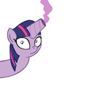 Size: 178x198 | Tagged: safe, artist:brutamod, derpibooru import, edit, twilight sparkle, pony, unicorn, mylittleheadcanon, bust, cannon, cropped, female, headcanon, image, looking at you, mare, png, simple background, smoke, staring at you, tumblr, unicorn twilight, white background