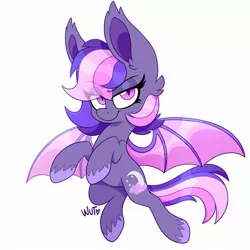 Size: 2048x2048 | Tagged: safe, artist:wutanimations, derpibooru import, oc, oc:midnight mist, unofficial characters only, bat pony, pony, bat pony oc, bat wings, bedroom eyes, commission, ear fluff, flying, image, jpeg, looking at you, signature, simple background, spread wings, transparent background, wings