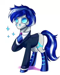 Size: 700x875 | Tagged: artist needed, safe, derpibooru import, oc, oc:ivislor, oc:ivislor odzi, pony, robot, robot pony, clothes, commissioner:iv's, image, male, png, suit, tuxedo