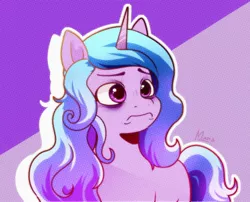 Size: 1690x1366 | Tagged: safe, artist:makaryo, derpibooru import, izzy moonbow, pony, unicorn, my little pony: make your mark, bags under eyes, female, frown, g5, image, jpeg, outline, scene interpretation, solo, tired, white outline