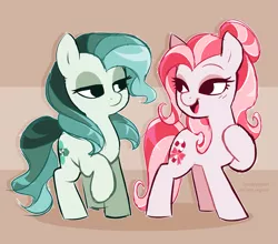 Size: 2529x2221 | Tagged: safe, artist:syrupyyy, derpibooru import, oc, oc:pennyroyal, oc:spring mint, unofficial characters only, earth pony, pony, duo, female, image, png, siblings, sisters