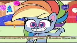 Size: 1280x720 | Tagged: safe, derpibooru import, screencap, rainbow dash, my little pony: pony life, spoiler:pony life s02e04, cotton candy-colored glasses, grin, image, perdana record, png, smiling, solo