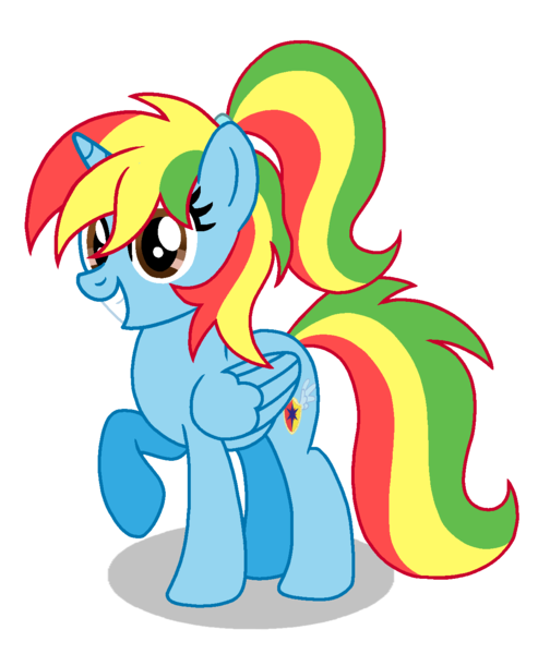 Size: 1199x1459 | Tagged: safe, artist:madlilon2051, derpibooru import, oc, oc:royal strength, unofficial characters only, alicorn, pony, alicorn oc, base used, eyelashes, female, grin, horn, image, mare, multicolored hair, png, rainbow hair, simple background, smiling, transparent background, wings