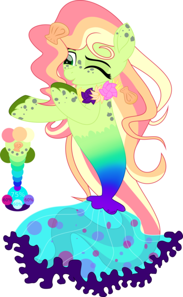 Size: 1924x3118 | Tagged: safe, artist:babyroxasman, derpibooru import, oc, oc:lillybon, unofficial characters only, earth pony, pony, seapony (g4), blowing a kiss, cloven hooves, female, fish tail, flowing mane, flowing tail, freckles, green eyes, image, mare, one eye closed, png, seaponified, simple background, solo, species swap, tail, transparent background, vector