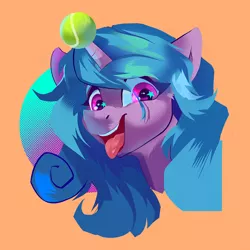 Size: 999x999 | Tagged: safe, artist:jazzynsfw, derpibooru import, izzy moonbow, pony, unicorn, ball, g5, image, izzy's tennis ball, jpeg, solo, starry eyes, tennis ball, tongue out, wingding eyes