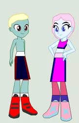 Size: 342x529 | Tagged: safe, artist:matthewjabeznazarioa, derpibooru import, loose tracks, pearly stitch, equestria girls, crossover, equestria girls-ified, exeron fighters, image, martial arts kids, martial arts kids outfits, png