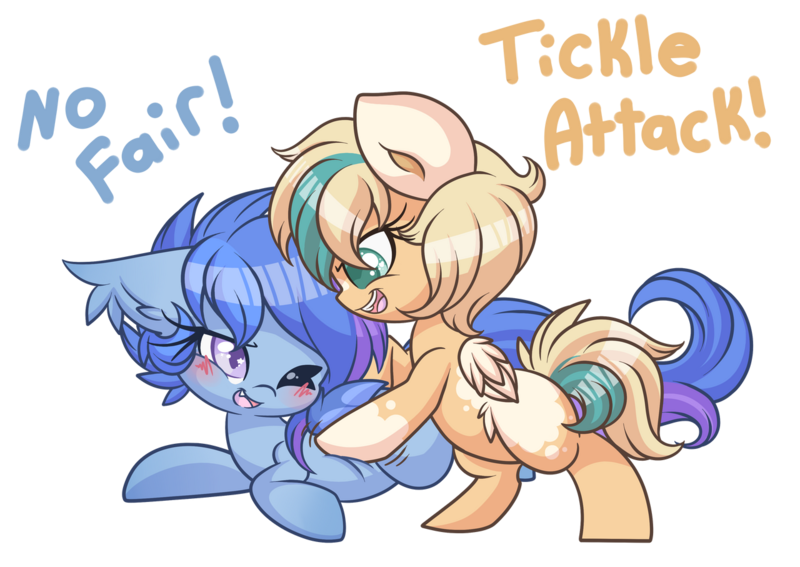 Size: 1280x907 | Tagged: safe, artist:starlightlore, derpibooru import, oc, oc:astral flare, oc:sun light, unofficial characters only, bat pony, pegasus, pony, bat pony oc, bat wings, bipedal, blank flank, blushing, coat markings, commission, cute, dialogue, ear fluff, ear tufts, female, filly, foal, image, ocbetes, png, simple background, socks (coat marking), tickling, transparent background, wings