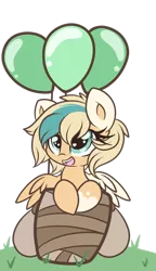 Size: 1280x2219 | Tagged: safe, artist:starlightlore, derpibooru import, oc, oc:sun light, unofficial characters only, pegasus, pony, balloon, basket, coat markings, female, filly, foal, image, png, simple background, socks (coat marking), solo, transparent background