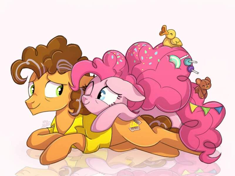 Size: 1024x768 | Tagged: safe, artist:golden bloom, derpibooru import, cheese sandwich, pinkie pie, earth pony, pony, the last problem, cheesepie, female, husband and wife, image, jpeg, male, older, older cheese sandwich, older pinkie pie, shipping, simple background, straight