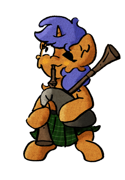 Size: 2232x3223 | Tagged: safe, artist:minty joy, artist:twistcable, derpibooru import, oc, oc:twist cable, bagpipes, binioù, clothes, collaboration, image, kilt, medieval, musical instrument, png