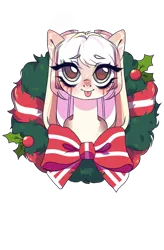 Size: 2000x3040 | Tagged: safe, artist:fenix-artist, derpibooru import, oc, unofficial characters only, earth pony, pony, :p, bust, christmas wreath, earth pony oc, image, makeup, png, running makeup, simple background, solo, tongue out, transparent background, wreath