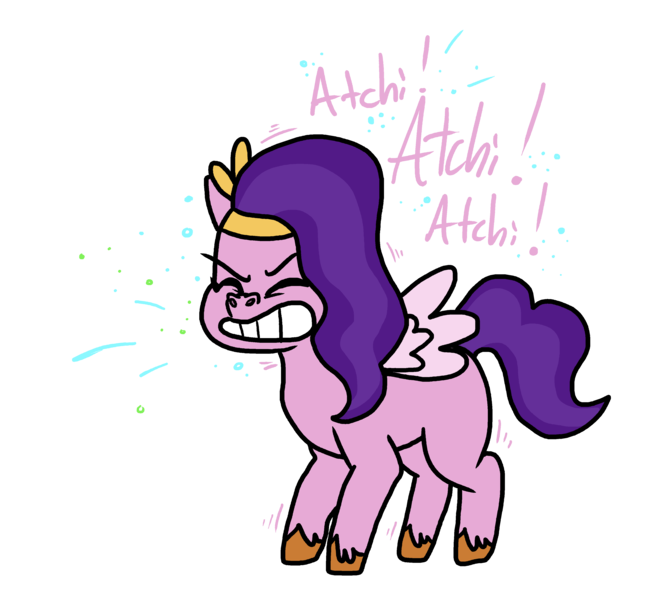 Size: 3701x3340 | Tagged: safe, artist:anyponedrawn, derpibooru import, pipp petals, pony, my little pony: a new generation, cute, eyes closed, female, g5, image, mucus, nose wrinkle, nostril flare, nostrils, png, silly, simple background, sneeze cloud, sneezing, sneezing fit, snot, spray, transparent background