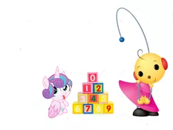 Size: 2048x1536 | Tagged: artist needed, safe, derpibooru import, princess flurry heart, alicorn, pony, robot, a flurry of emotions, antenna, baby, baby pony, blocks, cute, female, filly, foal, folded wings, image, jpeg, rolie polie olie, toy, wings, zowie polie