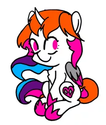 Size: 1684x1996 | Tagged: safe, artist:rainbowwing, derpibooru import, oc, oc:rainbowwing, alicorn, pony, alicorn oc, folded wings, hoof shoes, horn, image, looking at you, multicolored hair, multicolored mane, multicolored tail, png, redraw, simple background, simplistic art style, sitting, smiling, smiling at you, solo, tail, white background, wings