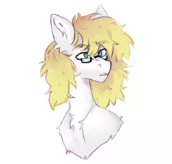 Size: 1414x1348 | Tagged: safe, artist:siatika, derpibooru import, oc, oc:ludwig von leeb, unofficial characters only, pegasus, pony, blonde hair, bust, chest fluff, ear fluff, glasses, green eyes, image, male, png, simple background, solo, stallion, white background
