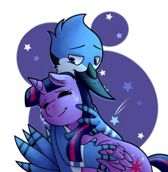 Size: 1026x1057 | Tagged: safe, artist:paperbagedhead, derpibooru import, twilight sparkle, crossover, crossover shipping, female, image, male, mordecai, mordetwi, png, regular show, shipping, straight