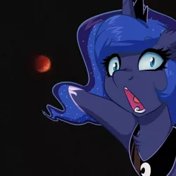 Size: 4000x4000 | Tagged: safe, artist:witchtaunter, derpibooru import, princess luna, alicorn, pony, chest fluff, crown, ear fluff, eclipse, faic, female, image, jewelry, lunar eclipse, meme, png, pointing, regalia, solo, wojak