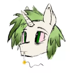 Size: 870x879 | Tagged: safe, artist:m37, derpibooru import, oc, oc:ein, unofficial characters only, pony, unicorn, bust, cigarette, green eyes, image, jpeg, male, pencil drawing, portrait, simple background, solo, traditional art