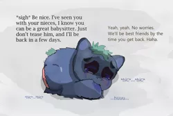 Size: 2400x1600 | Tagged: safe, artist:othercoraline, fluffy pony, pony, amputee, foal, image, lil champ, png, suckling, thumb sucking