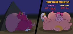 Size: 5408x2500 | Tagged: suggestive, artist:rupertbluefox, derpibooru import, pinkie pie, rainbow dash, somnambula, sphinx (character), earth pony, pegasus, pony, sphinx, series:miles&nilesofcat&fat, 2 panel comic, absurd resolution, belly, belly bed, big belly, bipedal, blushing, butt, chubby cheeks, comic, cross-popping veins, cute, dashabetes, desert, diapinkes, duo, duo female, egyptian, egyptian headdress, egyptian pony, eyeshadow, faceful of ass, facesitting, fat, fat fetish, female, fetish, floppy ears, hoof on cheek, hug, huge belly, image, impossibly large belly, incentive drive, large butt, lidded eyes, lip bite, lying down, makeup, mare, missing accessory, morbidly obese, night, obese, paws, piggy pie, plot, png, prone, pudgy pie, puffy cheeks, pyramid, rainblob dash, shading, shocked, shrunken pupils, size difference, smiling, somnambetes, sphinxdorable, squishy belly, squishy butt, the ass was fat, this ended in weight gain, tongue out, weight gain, weight gain sequence