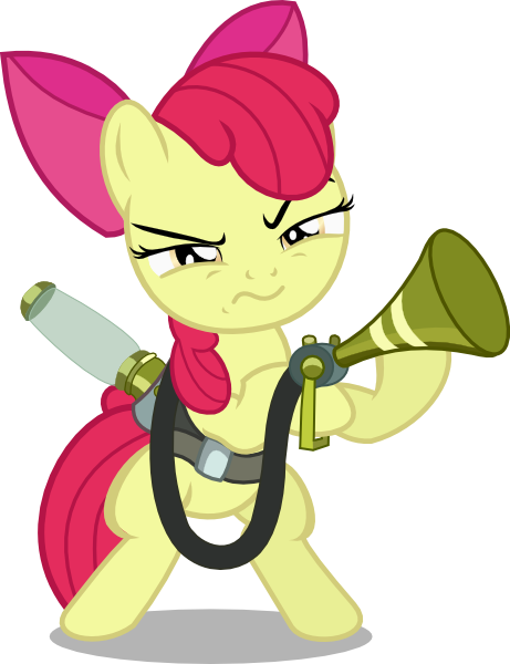 Size: 461x600 | Tagged: safe, artist:seahawk270, derpibooru import, apple bloom, earth pony, pony, bloom and gloom, female, filly, foal, image, pest control gear, pest control pony, png, simple background, solo, transparent background, vector