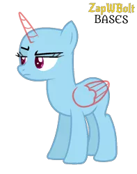 Size: 800x1014 | Tagged: safe, artist:ponibytes, artist:zapwboltbases, derpibooru import, pony, base, female, image, mare, png, raised eyebrow, simple background, solo, transparent background, unamused