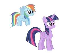 Size: 2036x1516 | Tagged: safe, artist:benpictures1, derpibooru import, rainbow dash, twilight sparkle, twilight sparkle (alicorn), alicorn, pegasus, pony, power ponies (episode), cute, dashabetes, duo, duo female, female, flying, image, inkscape, mare, open mouth, png, simple background, transparent background, twiabetes, vector