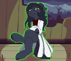 Size: 875x750 | Tagged: safe, artist:brainiac, derpibooru import, oc, oc:silent echoes, earth pony, pony, fallout equestria, animated, aseprite, commission, fallout equestria:all things unequal (pathfinder), female, gif, haunted, image, mare, pixel art, solo